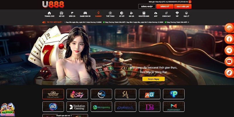 Loạt sảnh cược live casino U888 đình đám đang có mặt